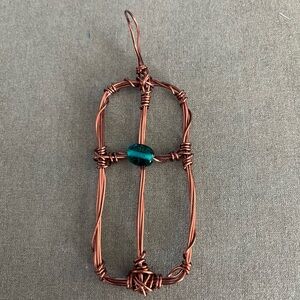 Handcrafted Copper Wire Pendant with Bead Accent